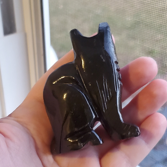 BLACK CATS! Carved, Black Onyx, Home Decor, Wiccan, Pagan, Mystical, Good Luck - Picture 5 of 6